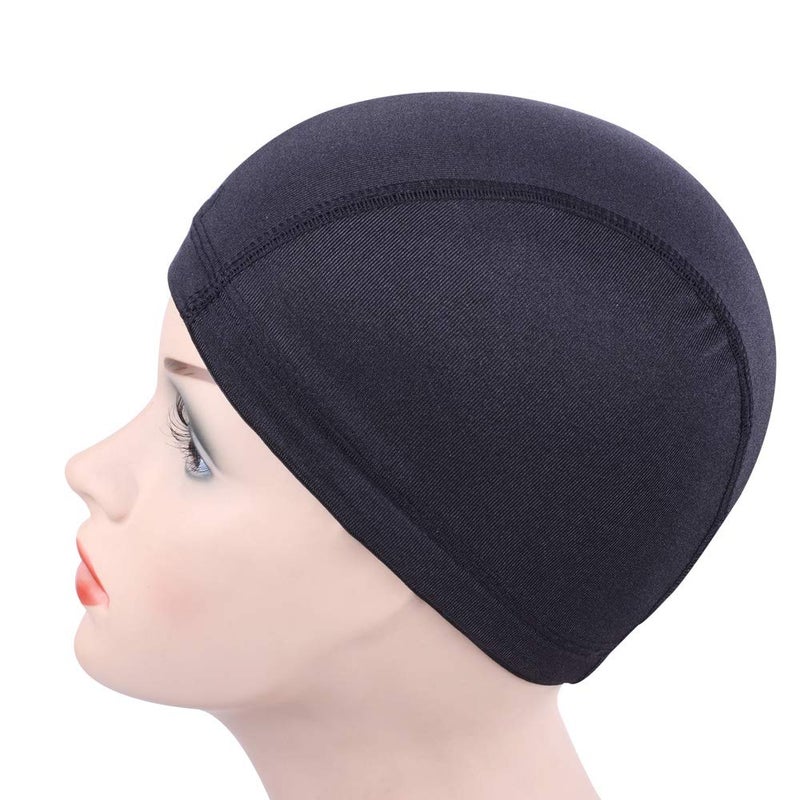 YANTAISIYU 5 Pcs/Lot Black Dome Cap Wig Caps Stretchy Wig Cap with Wide Elastic Band for Making Wig (Dome Cap L) - Image 4